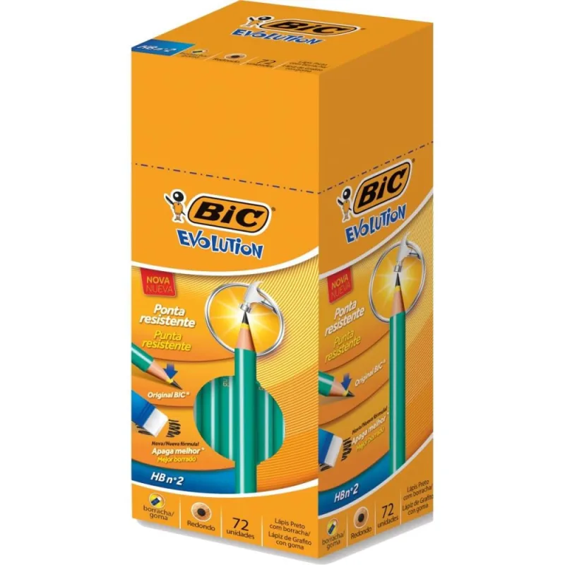Lapis Preto Redondo Evolution 2HB C/BORRACHA - bic
