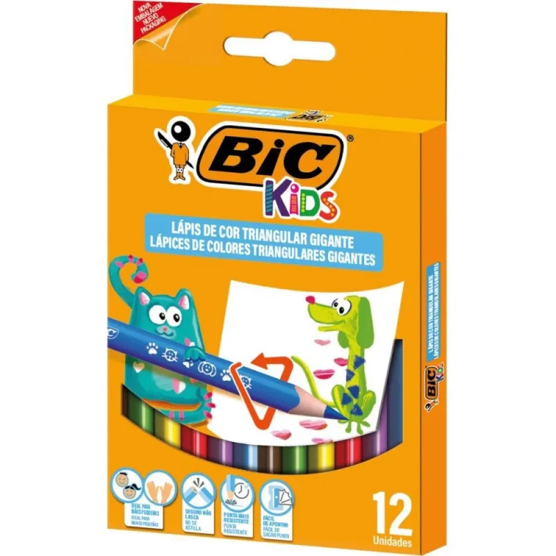 Lapis de COR Jumbo Evolution Trian. 12 Cores - bic