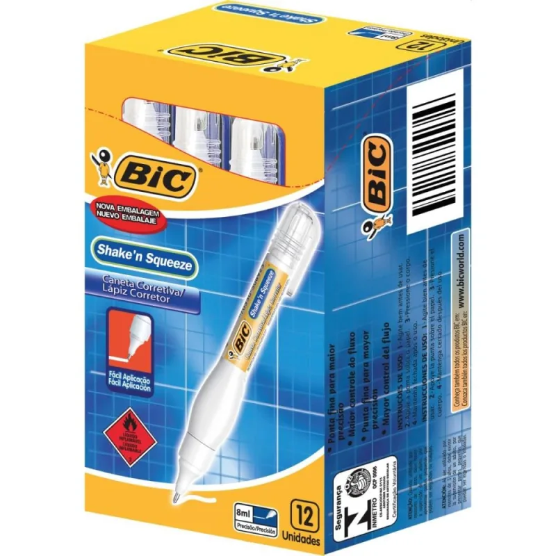 Caneta Corretiva Shake N Squeeze 8ML Metal (070330506930) - bic