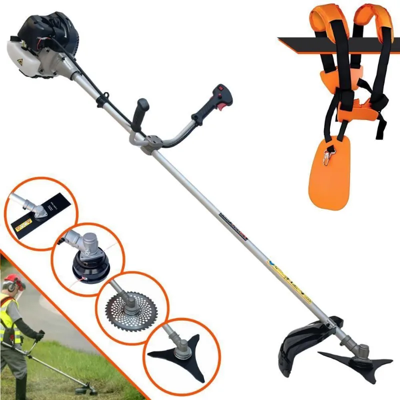 Roçadeira Lateral Anmax Cg430b À Gasolina 2 Tempos 43cc 1,7hp Profissional + Faca 3 Pontas Duraline 255mm + Faca 40 Den