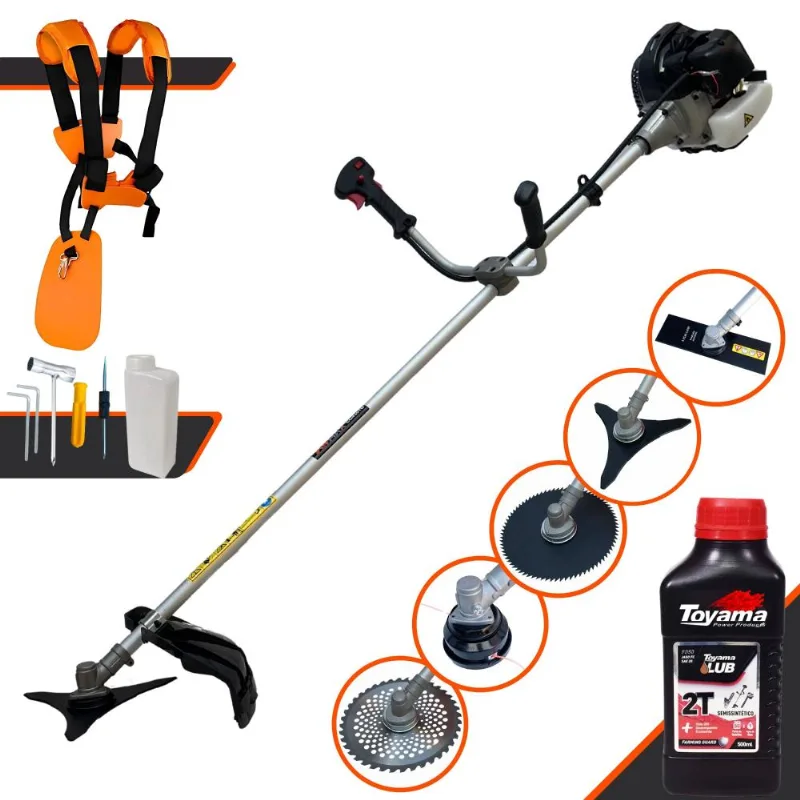 Kit Roçadeira Profissional Anmax Cg430-b À Gasolina 43cc Com Lâmina 2 Pontas, Lâmina 3 Pontas, Lâmina 40 Dentes, Lâmina 80 Dentes + Óleo Toyama 2t