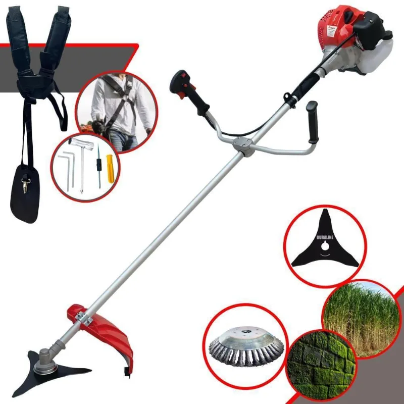 Roçadeira Lateral Anmax Cg430p-tb Plus À Gasolina 2 Tempos 43cc 2,0hp Profissional + Faca 3 Pontas Duraline 255mm
