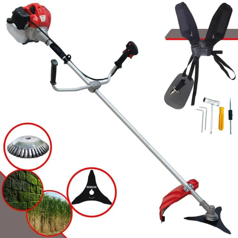 Roçadeira Lateral Anmax Cg430p-tb Plus À Gasolina 2 Tempos 43cc 2,0hp Profissional + Faca 3 Pontas Duraline 255mm