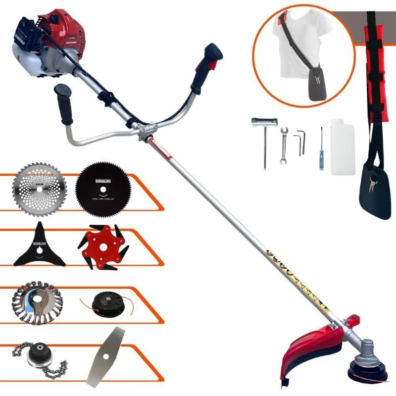 Roçadeira À Gasolina Kawashima Bcj 521l 52cc 2,5hp + Faca 3 Pontas + Faca 40 Dentes + Faca 80 Dentes + Trimmer + Escova