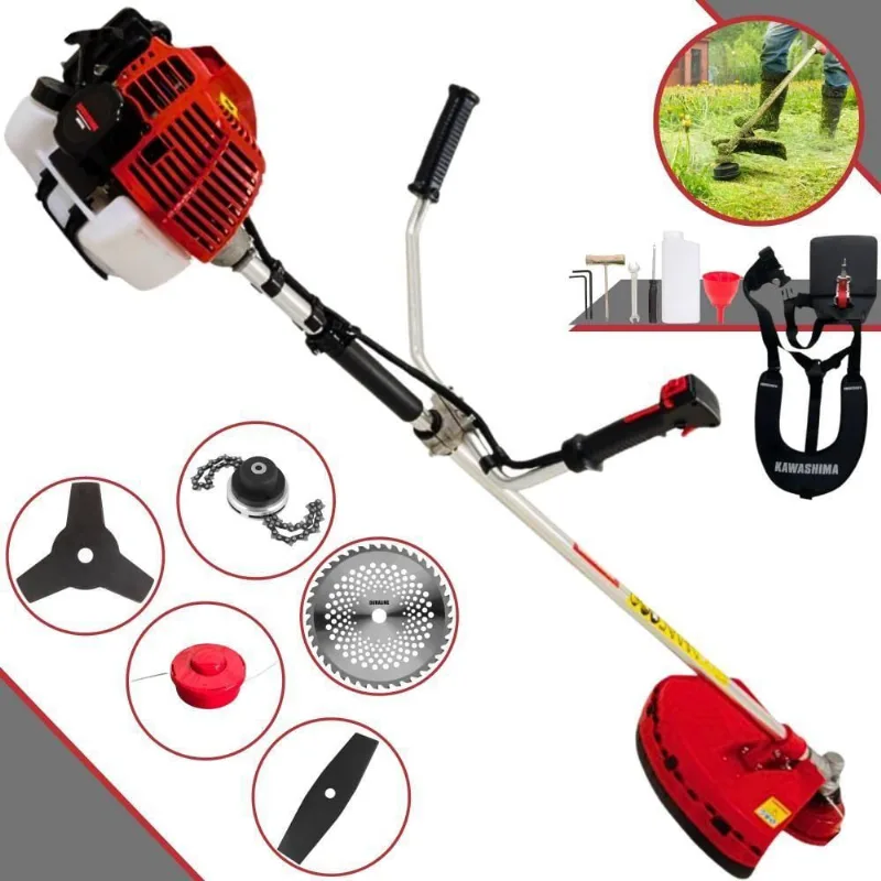 Roçadeira Profissional Kawashima Kw43l À Gasolina 43c 1,7hp + Faca 2 Pontas Duraline 330mm + Faca 40 Dentes Duraline 25