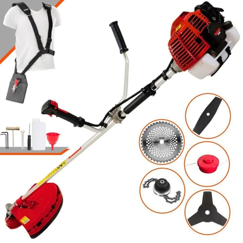 Roçadeira Profissional Kawashima Kw43l À Gasolina 43c 1,7hp + Faca 2 Pontas Duraline 330mm + Faca 40 Dentes Duraline 25