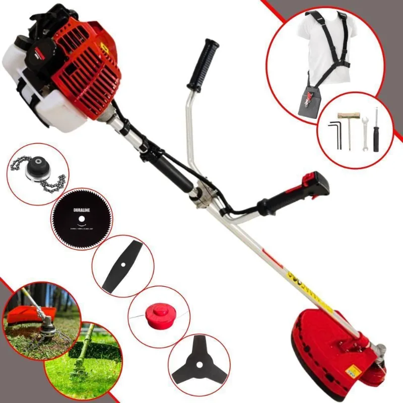 Roçadeira Profissional Kawashima Kw43l À Gasolina 43c 1,7hp + Faca 2 Pontas Duraline 330mm + Faca 80 Dentes Duraline 25