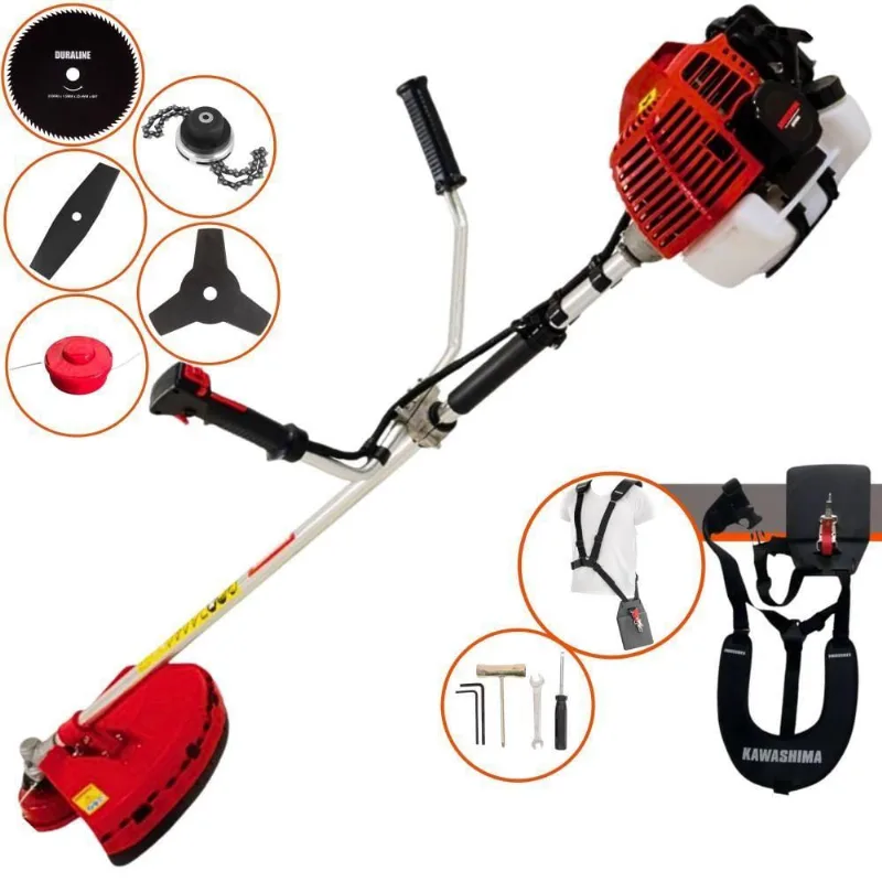 Roçadeira Profissional Kawashima Kw43l À Gasolina 43c 1,7hp + Faca 2 Pontas Duraline 330mm + Faca 80 Dentes Duraline 25