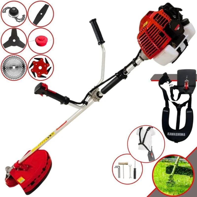Roçadeira Profissional Kawashima Kw43l À Gasolina 43c 1,7hp + Faca 2 Pontas Duraline + Faca 40 Dentes Duraline + Trimme