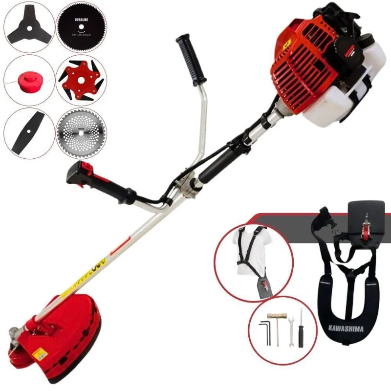 Roçadeira Lateral Kawashima Kw43l À Gasolina 43c 1,7hp + Faca 2 Pontas 330mm + Faca 40 Dentes 255mm + Faca 80 Dentes 25