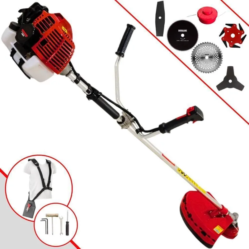 Roçadeira Lateral Kawashima Kw43l À Gasolina 43c 1,7hp + Faca 2 Pontas 330mm + Faca 40 Dentes 255mm + Faca 80 Dentes 25