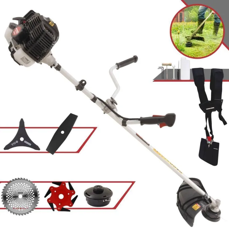 Roçadeira Profissional Lateral Kawashima Kw43le À Gasolina 43cc 1,7hp + Faca 2 Pontas 330mm + Faca 40 Dentes 255mm + Fa