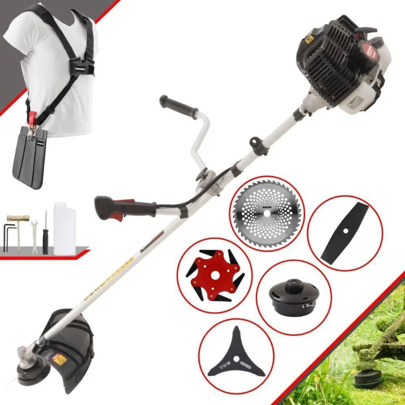 Roçadeira Profissional Lateral Kawashima Kw43le À Gasolina 43cc 1,7hp + Faca 2 Pontas 330mm + Faca 40 Dentes 255mm + Fa