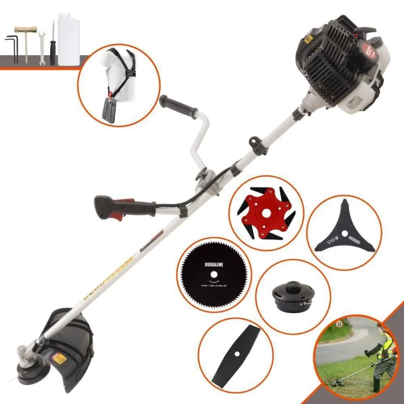 Roçadeira Profissional Lateral Kawashima Kw43le À Gasolina 43cc 1,7hp + Faca 2 Pontas 330mm + Faca 80 Dentes 255mm + F
