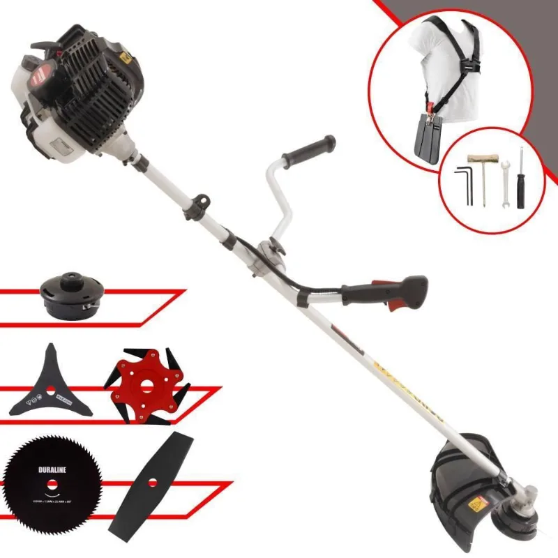 Roçadeira Profissional Lateral Kawashima Kw43le À Gasolina 43cc 1,7hp + Faca 2 Pontas 330mm + Faca 80 Dentes 255mm + F