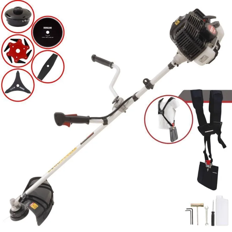 Roçadeira Profissional Lateral Kawashima Kw43le À Gasolina 43cc 1,7hp + Faca 2 Pontas 330mm + Faca 80 Dentes 255mm + F