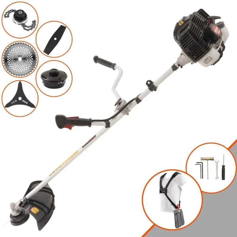 Roçadeira Profissional Lateral Kawashima Kw43le À Gasolina 43cc 1,7hp + Faca 2 Pontas Duraline 330mm + Faca 40 Dentes D