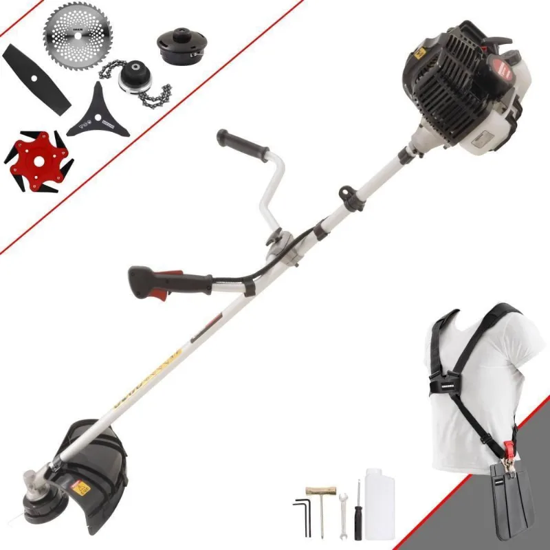 Roçadeira Profissional Lateral Kawashima Kw43le À Gasolina 43cc 1,7hp + Faca 2 Pontas 330mm + Faca 40 Dentes 255mm + Tr
