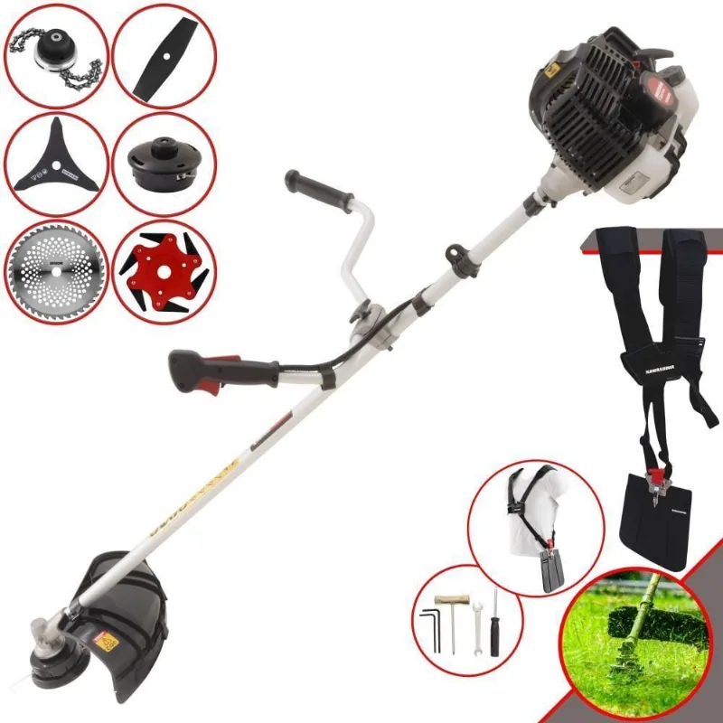 Roçadeira Profissional Lateral Kawashima Kw43le À Gasolina 43cc 1,7hp + Faca 2 Pontas 330mm + Faca 40 Dentes 255mm + Tr
