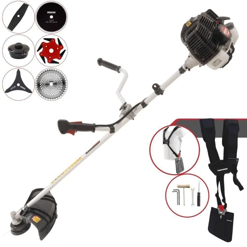 Roçadeira Profissional Lateral Kawashima Kw43le À Gasolina 43cc 1,7hp + Faca 2 Pontas + Faca 40 Dentes + Faca 80 Dentes