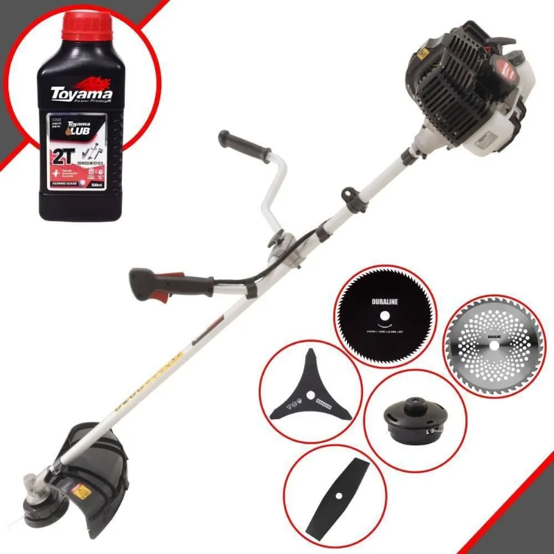Roçadeira Kawashima Kw43le À Gasolina 43cc 1,7hp + Faca 2 Pontas 330mm + Faca 40 Dentes 255mm + Faca 80 Dentes 255mm