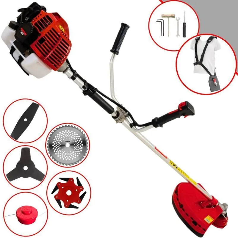 Roçadeira Profissional Lateral Kawashima Kw52l À Gasolina 52c 2,5hp + Faca 2 Pontas 330mm + Faca 40 Dentes 255mm + Faca