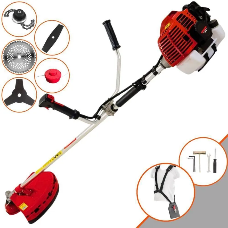 Roçadeira Profissional Lateral Kawashima Kw52l À Gasolina 52c 2,5hp + Faca 2 Pontas Duraline 330mm + Faca 40 Dentes Dur