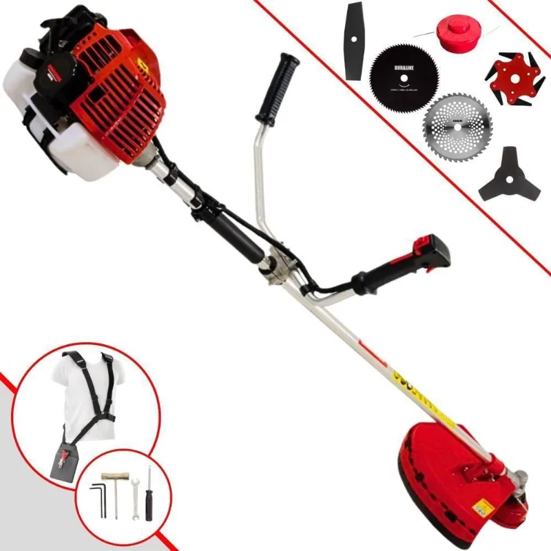 Roçadeira Profissional Lateral Kawashima Kw52l À Gasolina 52c 2,5hp + Faca 2 Pontas + Faca 40 Dentes + Faca 80 Dentes +