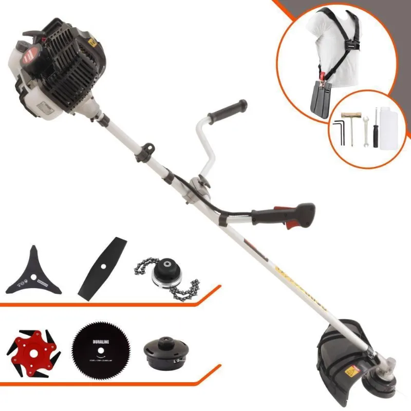 Roçadeira Profissional Lateral Kawashima Kw52le À Gasolina 52c 2,5hp 2t + Faca 2 Pontas 330mm + Faca 80 Dentes 255mm +