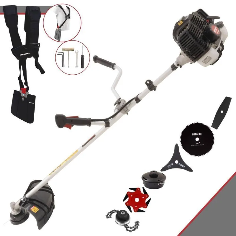 Roçadeira Profissional Lateral Kawashima Kw52le À Gasolina 52c 2,5hp 2t + Faca 2 Pontas 330mm + Faca 80 Dentes 255mm +