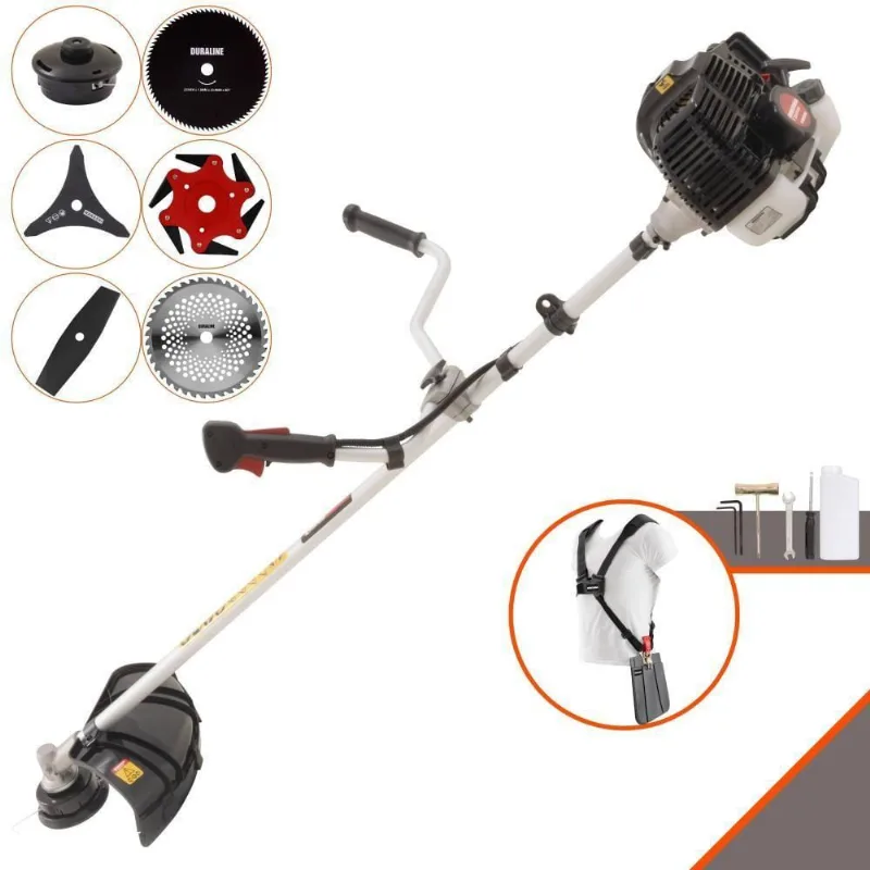 Roçadeira Profissional Lateral Kawashima Kw52le À Gasolina 52c 2,5hp 2t + Faca 2 Pontas + Faca 40 Dentes + Faca 80 Dent