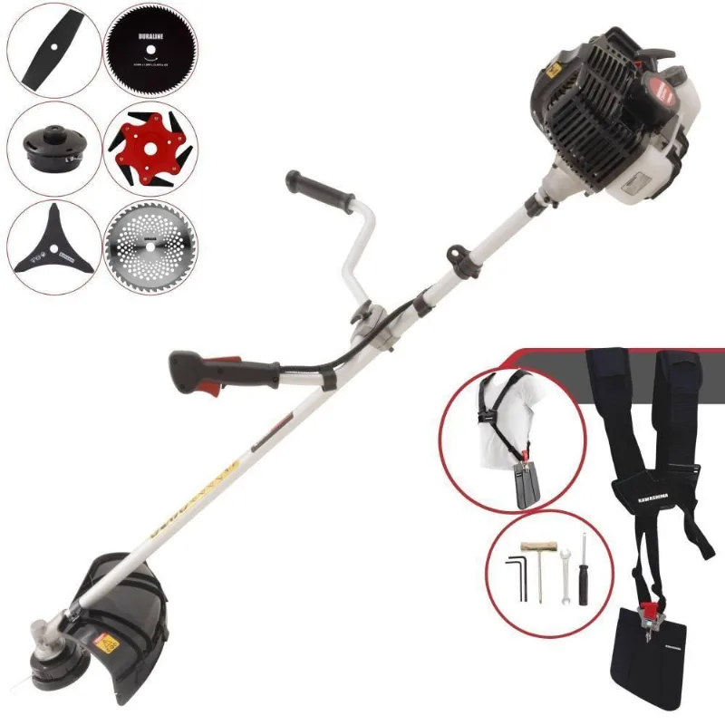 Roçadeira Profissional Lateral Kawashima Kw52le À Gasolina 52c 2,5hp 2t + Faca 2 Pontas + Faca 40 Dentes + Faca 80 Dent