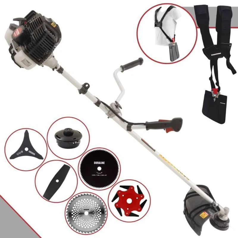 Roçadeira Profissional Lateral Kawashima Kw52le À Gasolina 52c 2,5hp 2t + Faca 2 Pontas + Faca 40 Dentes + Faca 80 Dent