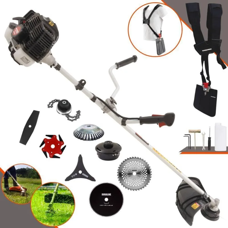 Roçadeira Kawashima Kw52le À Gasolina 52c 2,5hp 2t + Faca 2 Pontas + Faca 40 Dentes + Faca 80 Dentes + Faca 6 Pontas