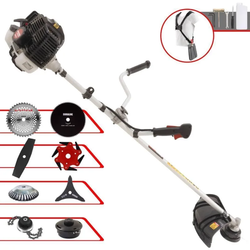 Roçadeira Kawashima Kw52le À Gasolina 52c 2,5hp 2t + Faca 2 Pontas + Faca 40 Dentes + Faca 80 Dentes + Faca 6 Pontas