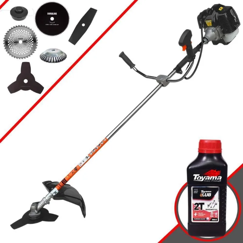 Roçadeira Profissional Terra Grh430 À Gasolina 43cc 1,7hp + Faca 2 Pontas + Faca 40 Dentes+ Faca 80 Dentes + Escova 38c
