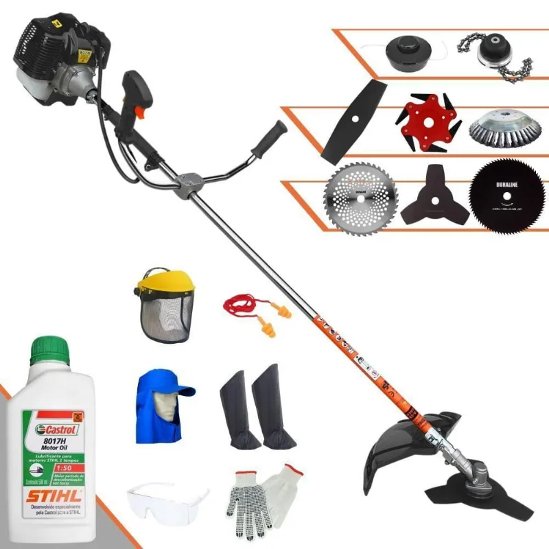 Roçadeira Terra Grh430 43cc 1,7hp + Faca 2 Pontas + Faca 40 Dentes + Faca 80 Dentes + Faca 6 Pontas + Escova 38c