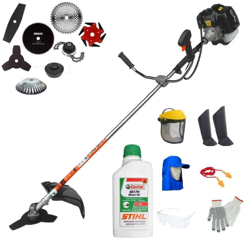Roçadeira Terra Grh430 43cc 1,7hp + Faca 2 Pontas + Faca 40 Dentes + Faca 80 Dentes + Faca 6 Pontas + Escova 38c