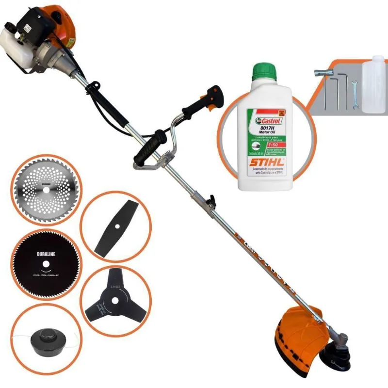 Roçadeira Profissional Terra Grhb430 À Gasolina 43cc 2t 1,7hp + Faca 3 Pontas + Faca 40 Dentes + Faca 80 Dentes + Óleo