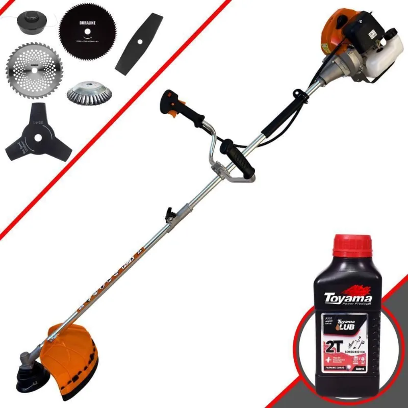Roçadeira Profissional Terra Grhb430 À Gasolina 43cc 2t 1,7hp + Faca 3 Pontas + Faca 40 Dentes + Faca 80 Dentes + Escov