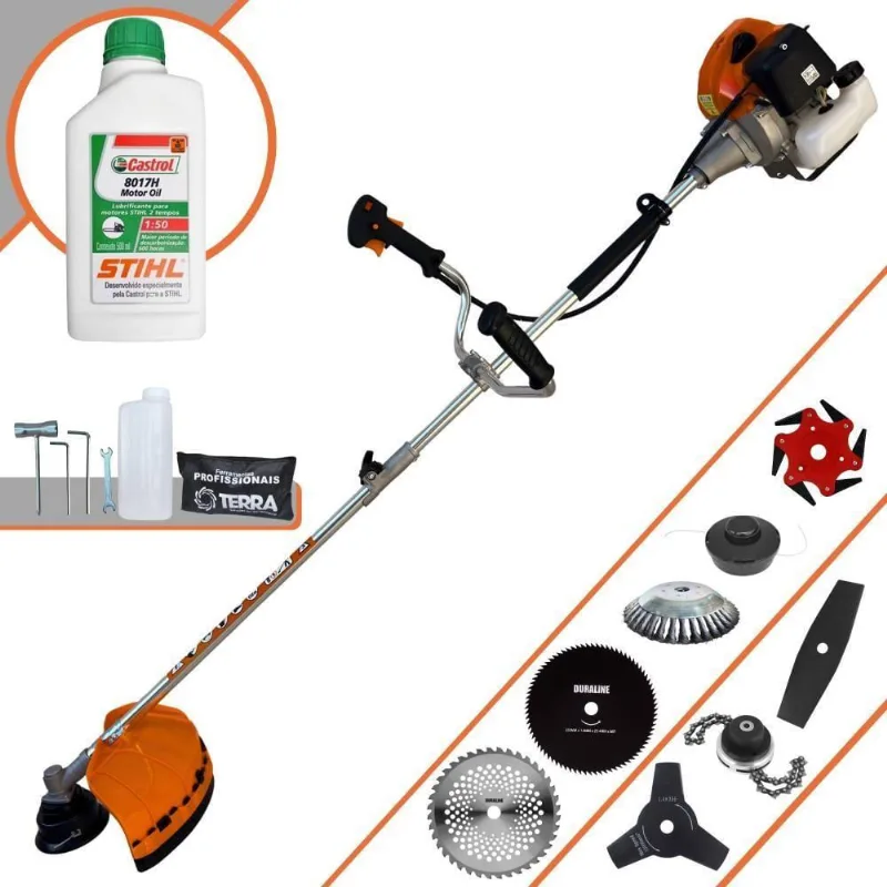 Roçadeira Terra Grhb430 À Gasolina 43cc 2t 1,7hp + Faca 3 Pontas + Faca 40 Dentes + Faca 80 Dentes+ Faca 6 Pontas