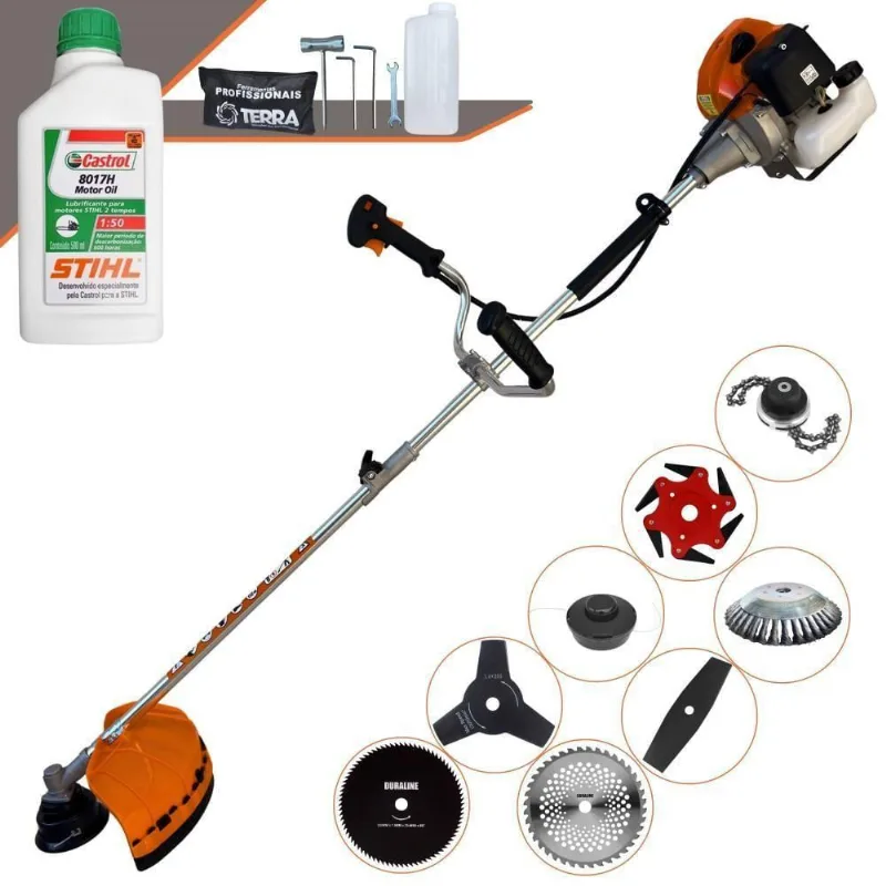 Roçadeira Terra Grhb430 À Gasolina 43cc 2t 1,7hp + Faca 3 Pontas + Faca 40 Dentes + Faca 80 Dentes+ Faca 6 Pontas
