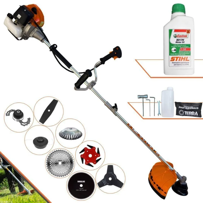 Roçadeira Terra Grhb430 À Gasolina 43cc 2t 1,7hp + Faca 3 Pontas + Faca 40 Dentes + Faca 80 Dentes+ Faca 6 Pontas