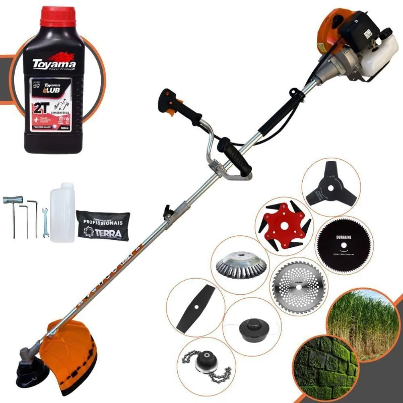 Roçadeira Terra Grhb430 À Gasolina 43cc 2t 1,7hp + Faca 3 Pontas + Faca 40 Dentes + Faca 80 Dentes+ Faca 6 Pontas