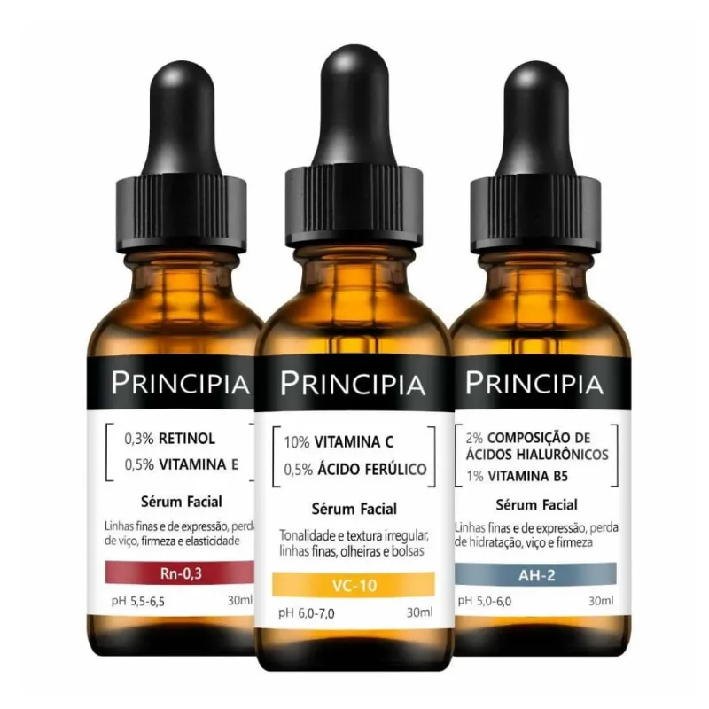 Kit Trio Essencial Principia VC-10 + Rn-0,3 + AH-2 - 3 Unidades de 30ml Cada