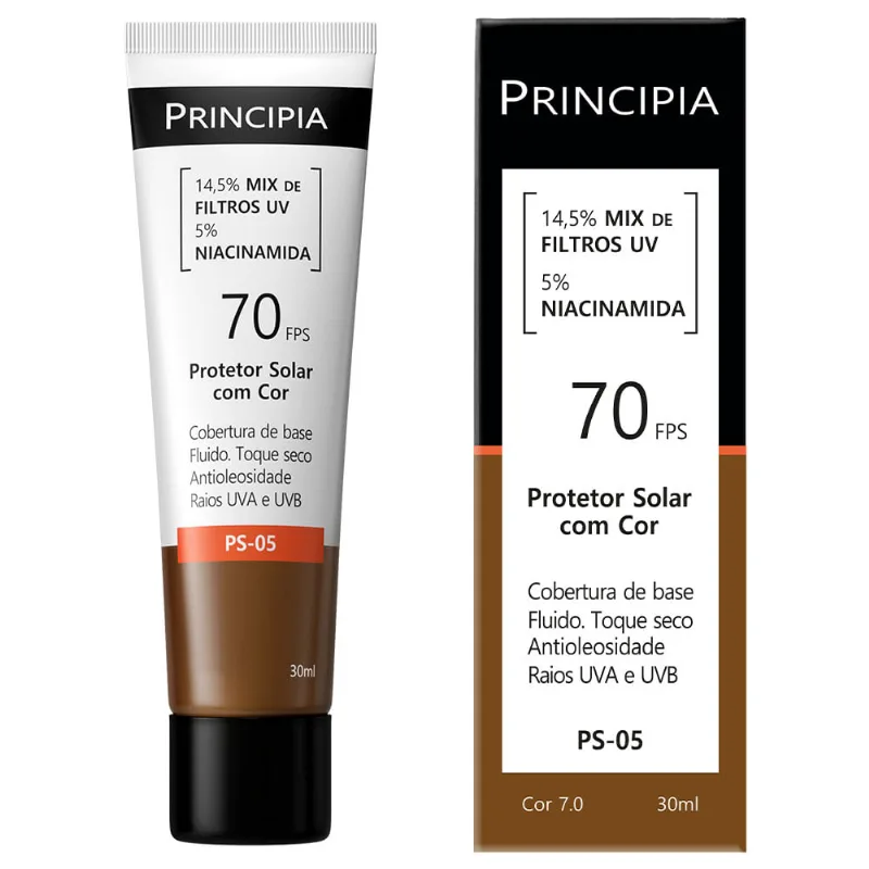 Protetor Solar Principia Skincare 14,5% Mix de Filtros UV + 5% Niacinamida FPS70 PS-05 Cor 7.0 30ml