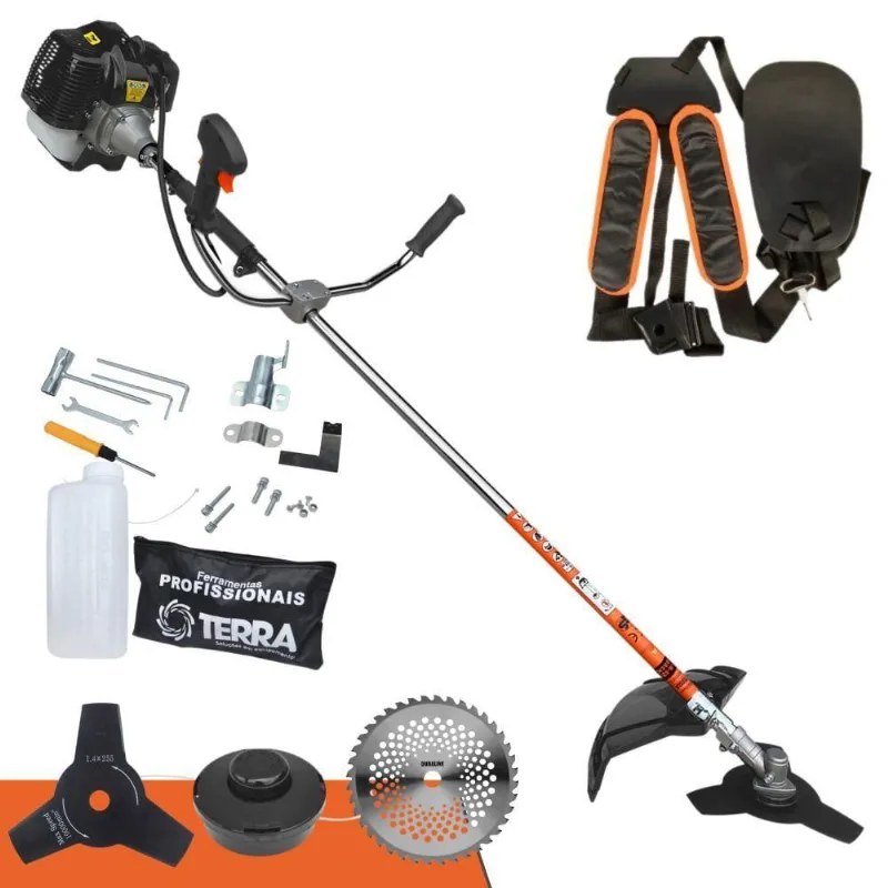 Roçadeira Profissional Lateral Terra Grh430 À Gasolina 43cc 2t 1,7hp + Faca 40 Dentes Duraline 255mm 2mm - 2552540gcjb