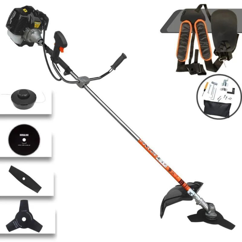 Roçadeira Profissional Lateral Terra Grh430 À Gasolina 43cc 2t 1,7hp + Faca 2 Pontas Duraline 330mm 2,7mm + Faca 80 Den