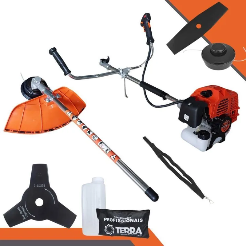 Roçadeira Profissional Lateral Terra Grhb430 À Gasolina 43cc 2t 1,7hp + Faca 3 Pontas Duraline 255mm 2,9mm - 255253pju