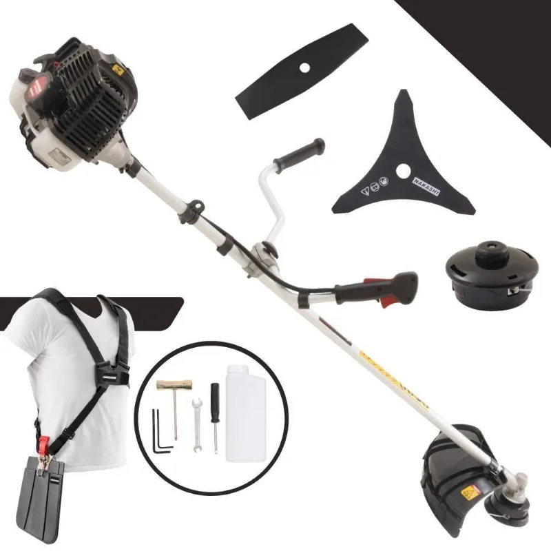 Roçadeira Profissional Lateral Kawashima Kw52le À Gasolina 52c 2,5hp Com Faca 3 Pontas + Faca 2 Pontas Duraline 330mm 2